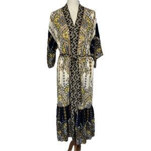 Lovestitch Late Mornings Kimono Robe Sz OS Floral Belted Bohemian Free Spirit